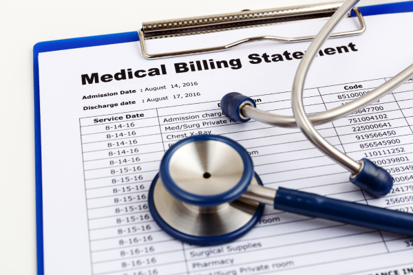 medical billing statement with a stethoscope