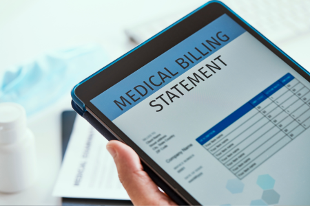 tablet displaying a medical billing statement