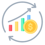 A dollar coin and a graph with a dollar sign