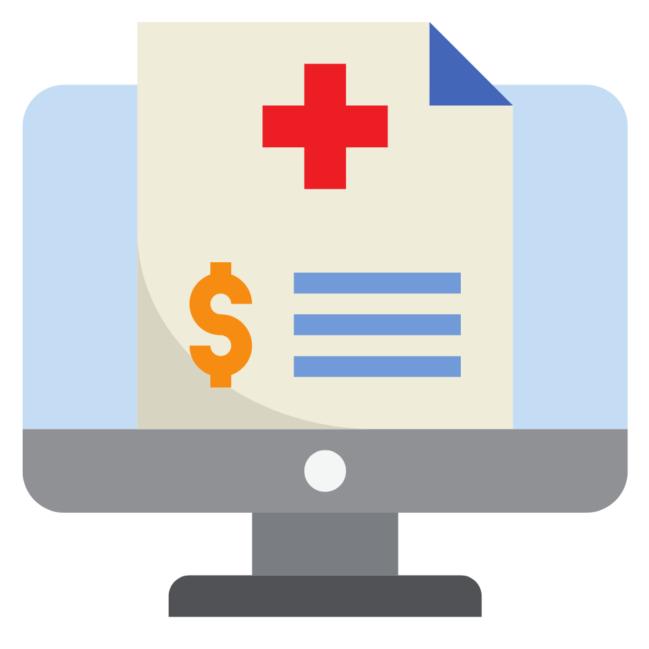 An image showing a medical billing software program used for managing patient invoices.