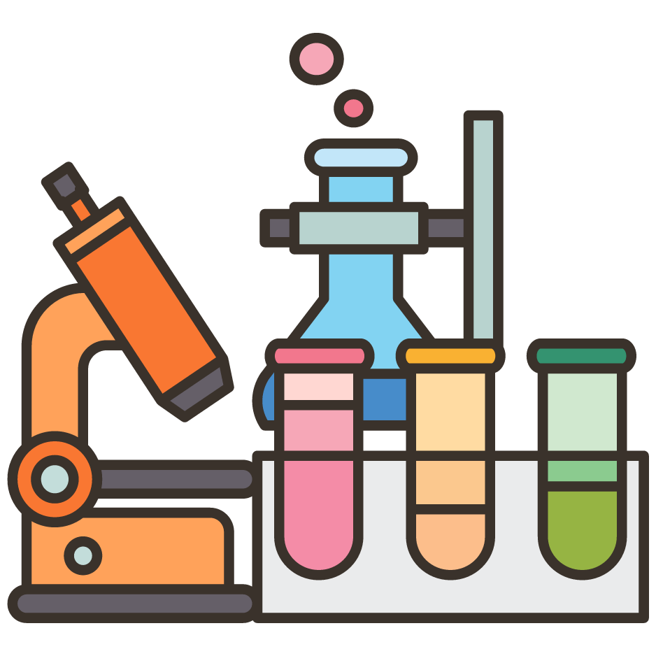 Laboratory with test tubes and a microscope