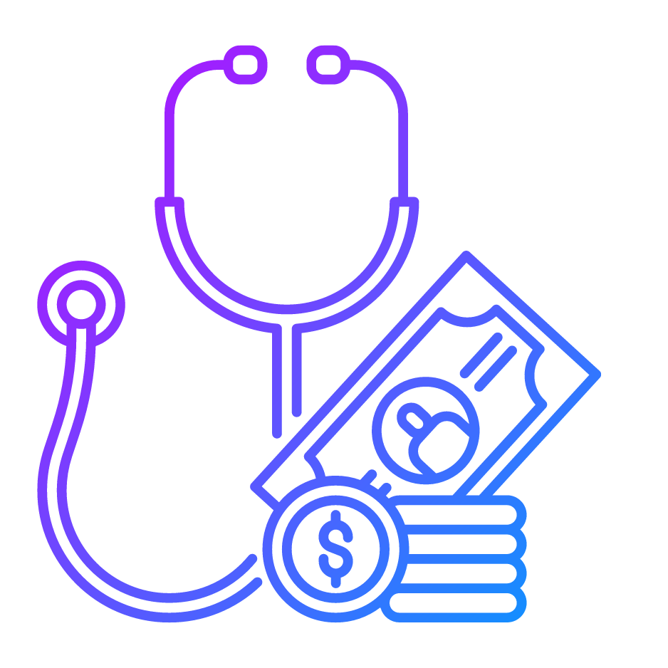 stethoscope and money icon, symbolizing healthcare and finance
