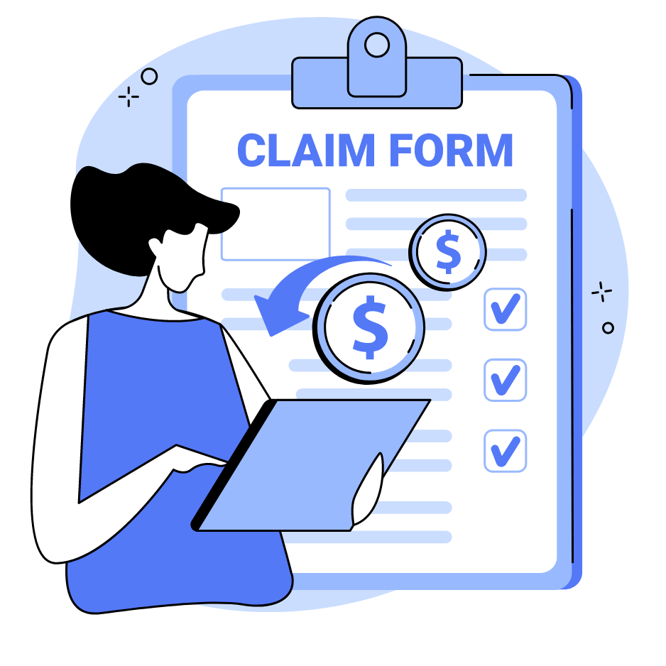 Claim form with money icon