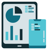 image of a bar chart on a mobile app and tablet